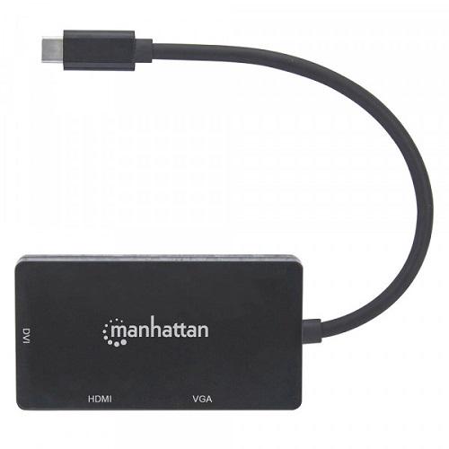 Док-станція Manhattan 152983 USB3.1 Type-C HDMI/DVI-I/VGA 10 см Black - фото 4