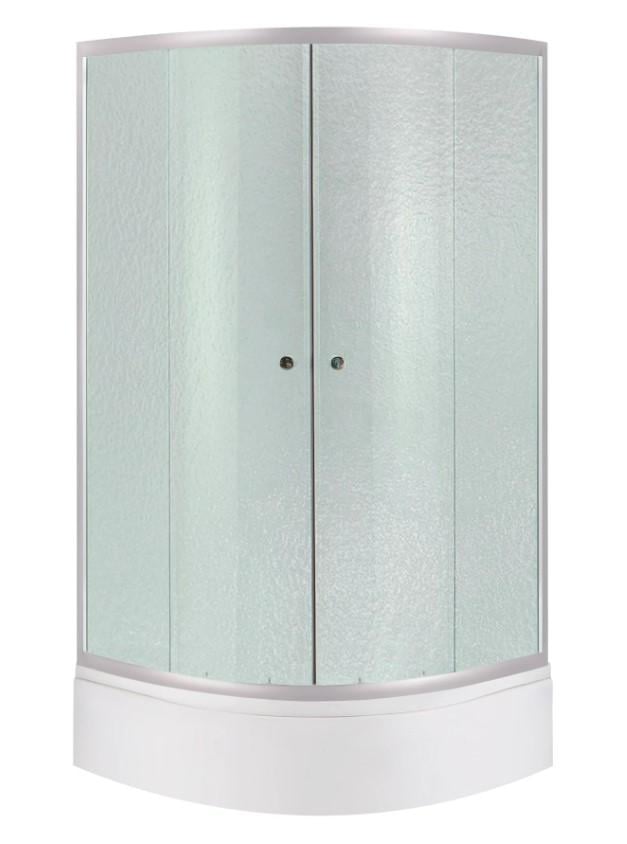 Душова кабіна напівкругла Lidz Latwa SC80x80.SAT.MID.FR Frost 4 мм з душовим піддоном Kapielka ST 80x80x26 см (LLSC8080SATMIDFR2SET)