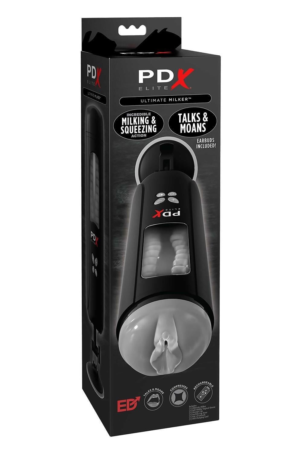 Мастурбатор вагина в колбе автоматический PipeDream PDX на присоске с голосом 24,5 см Черный (P61439)