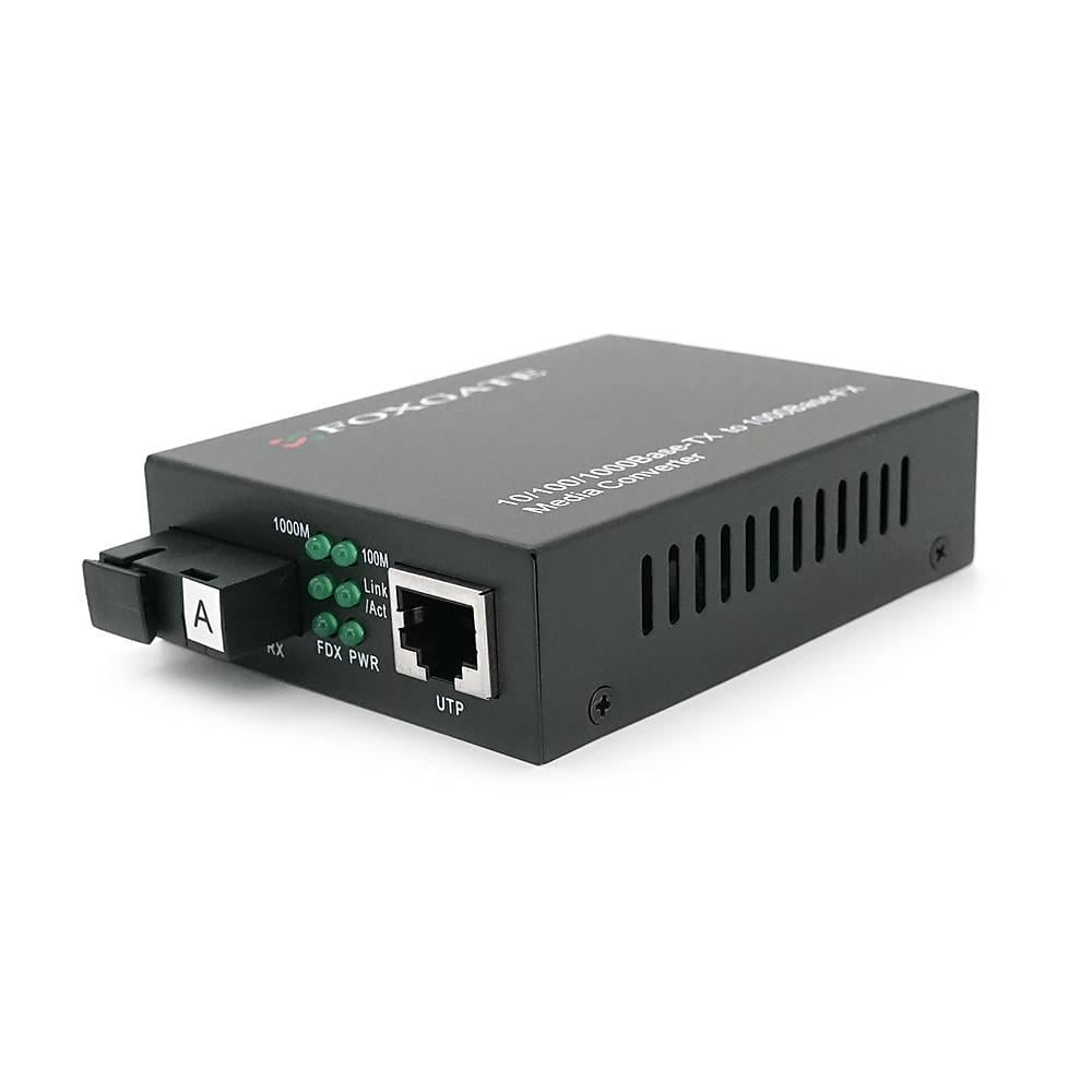Медіаконвертер FOXGATE EC-Q-1G-1SM-1310nm 1310 WDM 1x10/100/1000 Base-Tx одноволоконний Full/Half duplex SC 20 км 0+70°C та блок живлення 5V 1A