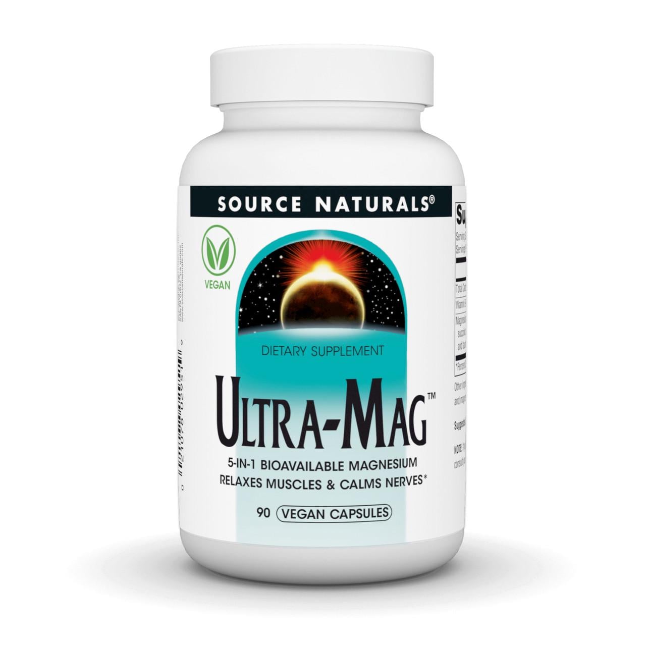 Магний комплекс Ultra-Mag Source Naturals для нервной системы/сна и мышц 90 капсул