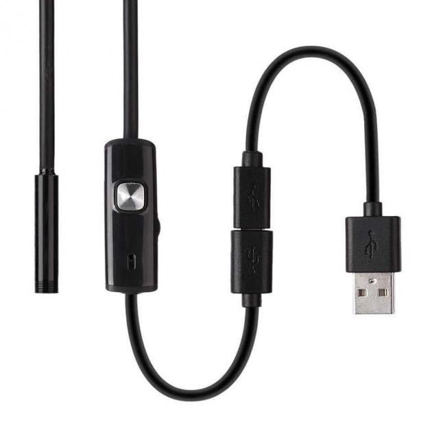 Ендоскоп з камерою цифровий ZCF USB/micro USB 2 м Чорний (HP050442)