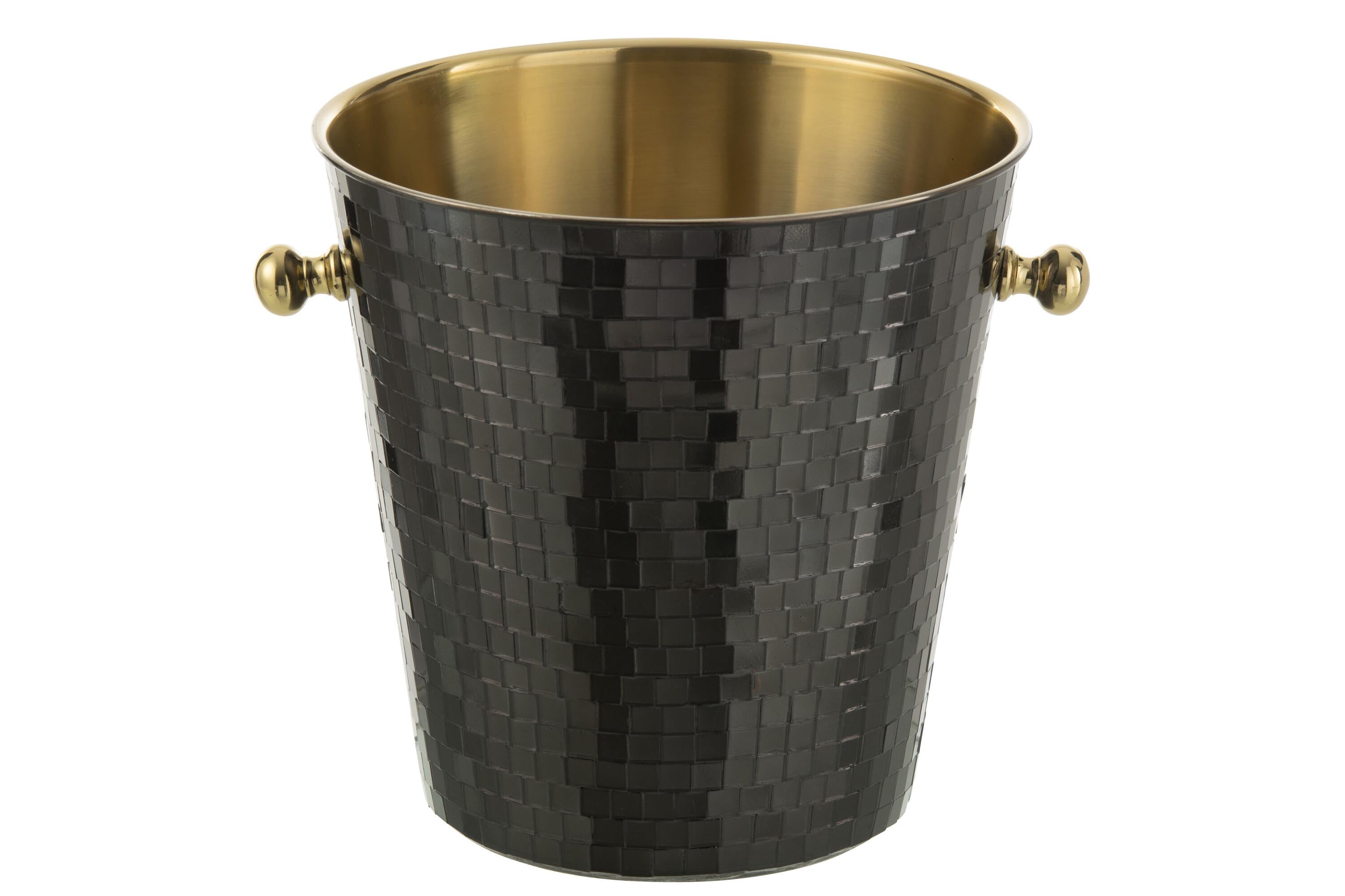 Відро для льоду для пляшок J-LINE металеве із дзеркальними елементами Чорний