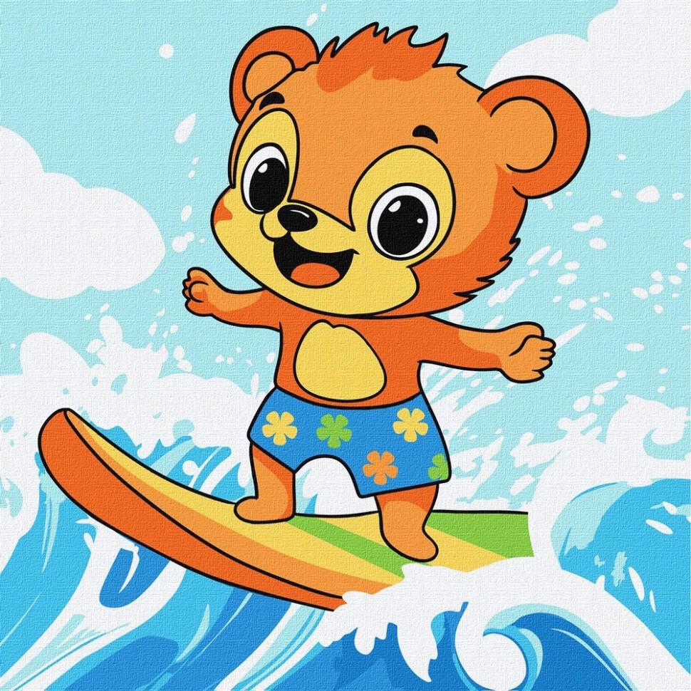 Картина за номерами Ideyka Літо Ведмедик ловить хвилю KHO1250 25х25 см (RLT54083)