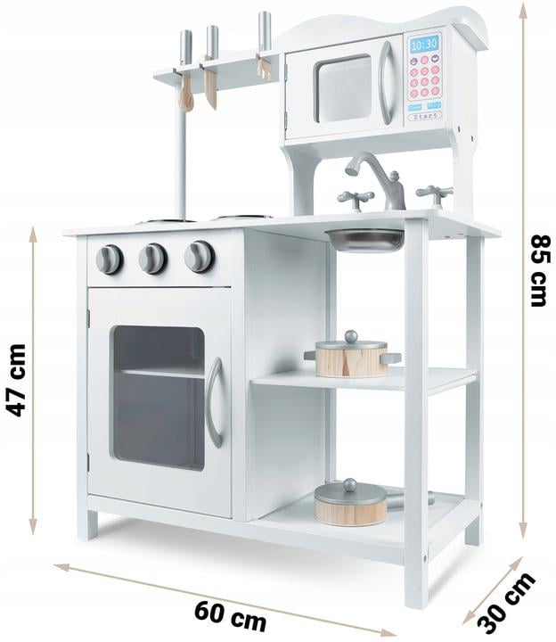 Дитячий ігровий набір Ricokids 7835 Кухня дерев'яна для дітей 60x30x85 см Білий (13004063) - фото 4