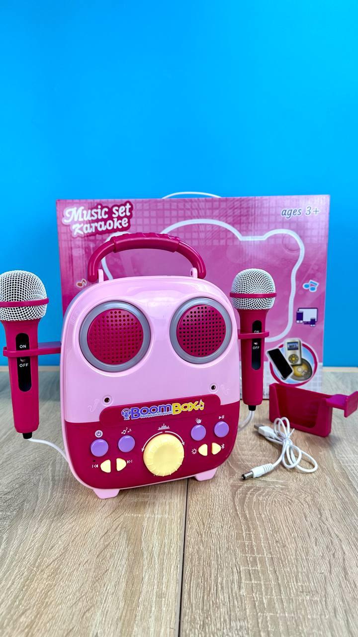 Детское караоке 5040/12 подсветки/микрофоны 2 шт./12 мелодий/подключение к телефону/от сети/USB-кабель (25606846) - фото 2