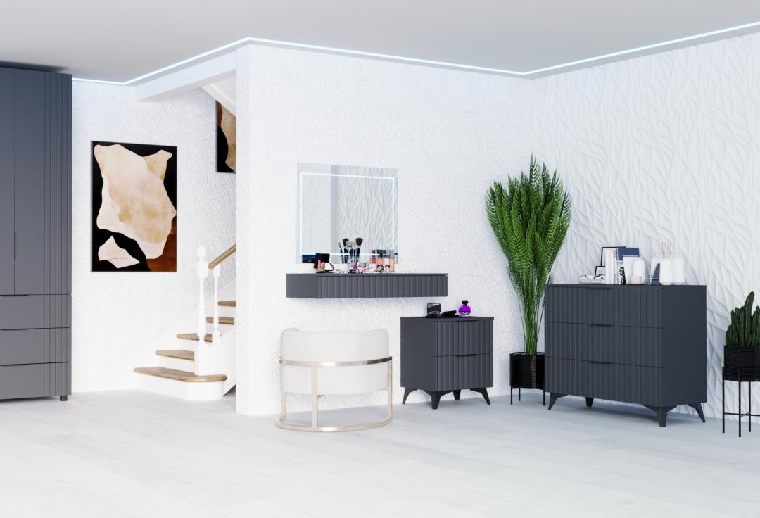 Туалетний столик з тумбою DiPortes Саванна Лофт МДФ Кс-11_K-25 Антрацит/Графіт (00488-01174) - фото 4 Туалетний столик з тумбою DiPortes Саванна Лофт МДФ Кс-11_K-25 Антрацит/Графіт (00488-01174) - фото 4