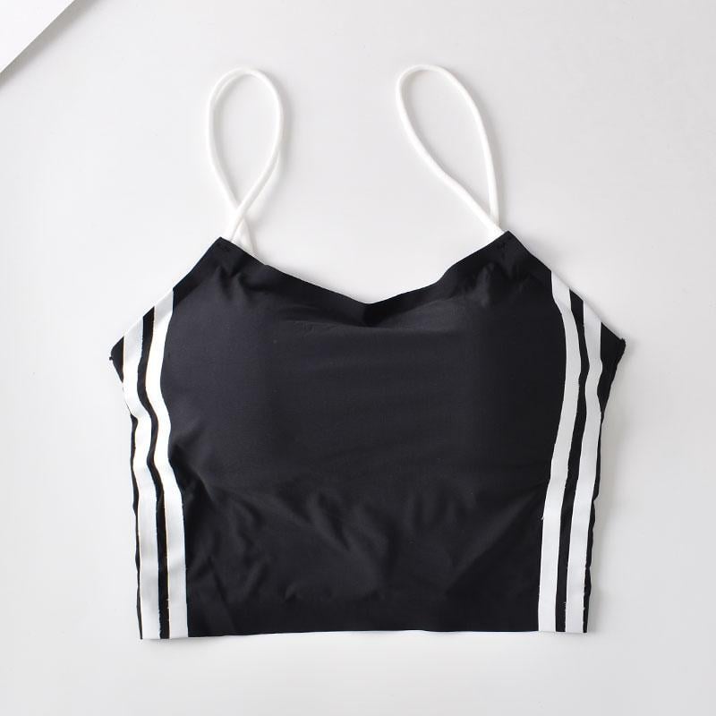 Топ эластичный на тонких бретельках One size Черный с белыми полосами (23-73-1598-Ч)