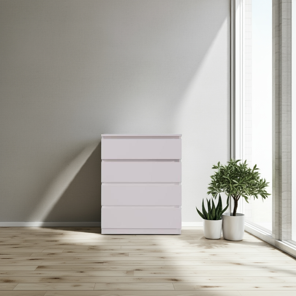 Комод MEBEX на 4 шухляди 80х40х100 см Білий (VM4B800WH) - фото 2 Комод MEBEX на 4 шухляди 80х40х100 см Білий (VM4B800WH) - фото 2