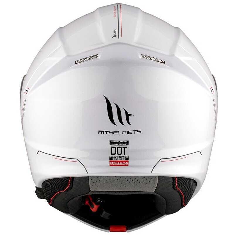 Мотошлем MT HELMETS Genesis SV A0 M Gloss White (29176) - фото 4