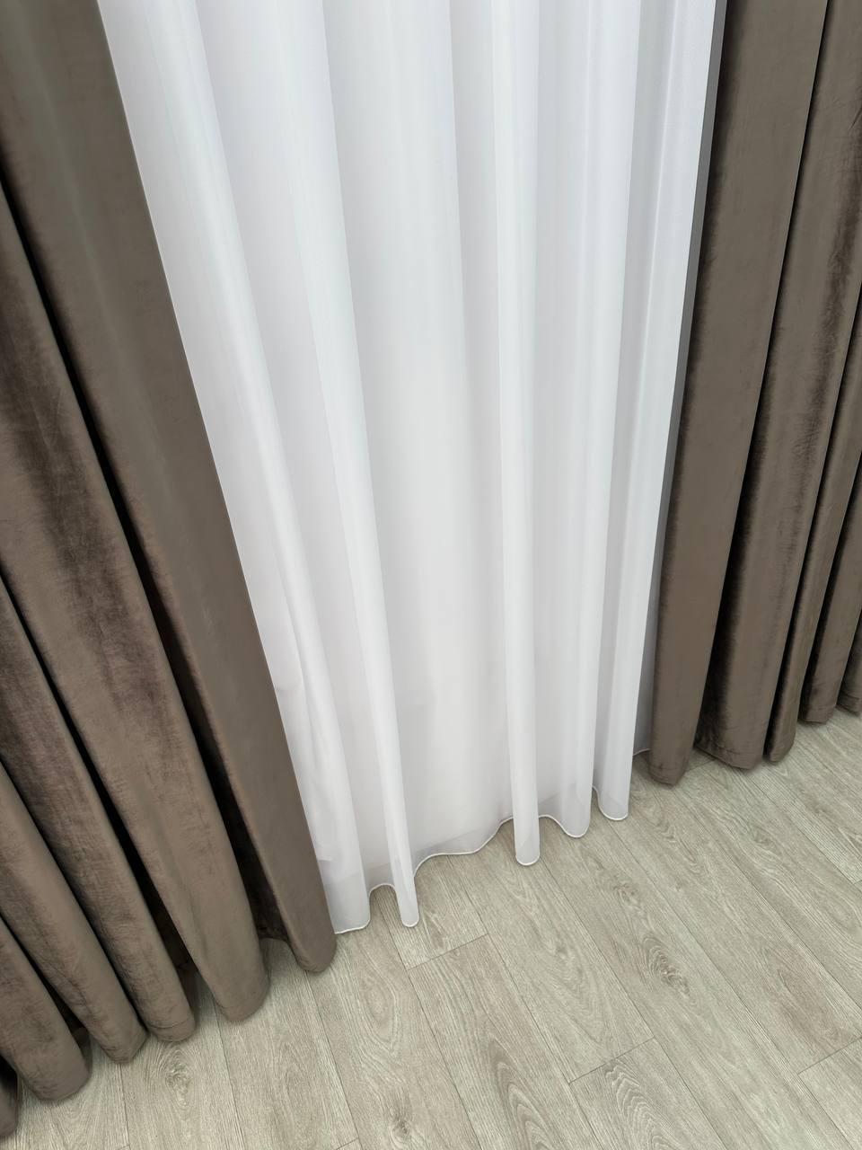 Штора бархатная на тесьме 6 см 250x270 см Серо-коричневый (6319-N79-Т43) - фото 8 Штора бархатная на тесьме 6 см 250x270 см Серо-коричневый (6319-N79-Т43) - фото 8