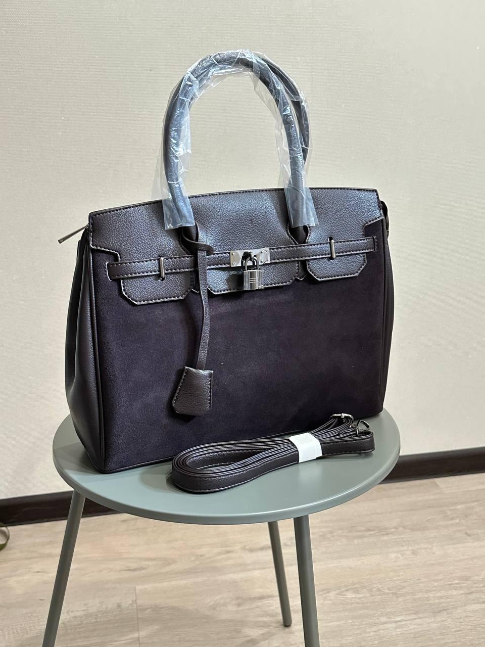 Сумка жіноча 8628/1 із натуральної замши та еко-шкіри Коричневий/Шоколадний