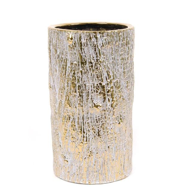 Ваза керамічна 34 см Біло-золота (LI000007)