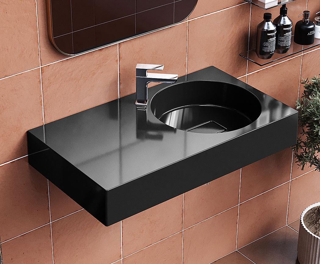 Умывальник подвесной Luxor Kera 80 см L Black (730)