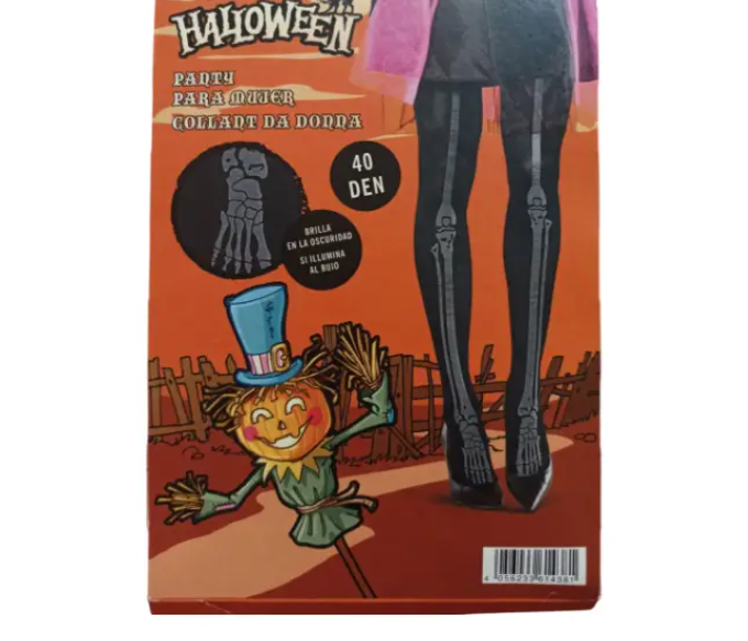Колготки на Хэллоуин фосфорные 40 den S Черный (614381-S) - фото 1 Колготки на Хэллоуин фосфорные 40 den S Черный (614381-S) - фото 1
