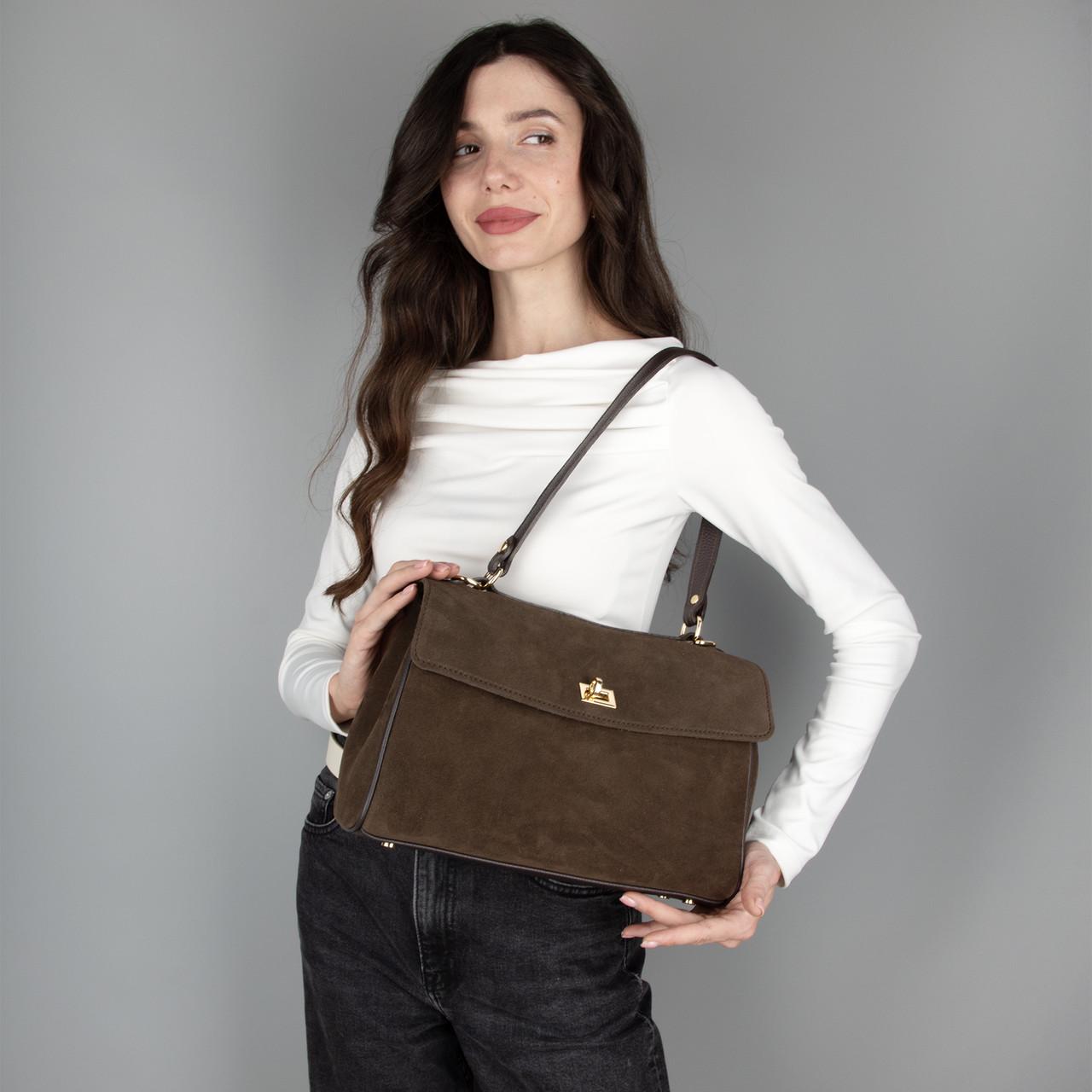 Сумка жіноча Virginia Conti 03829 замшева на застібці Шоколадний (2738291795) - фото 2 Сумка жіноча Virginia Conti 03829 замшева на застібці Шоколадний (2738291795) - фото 2