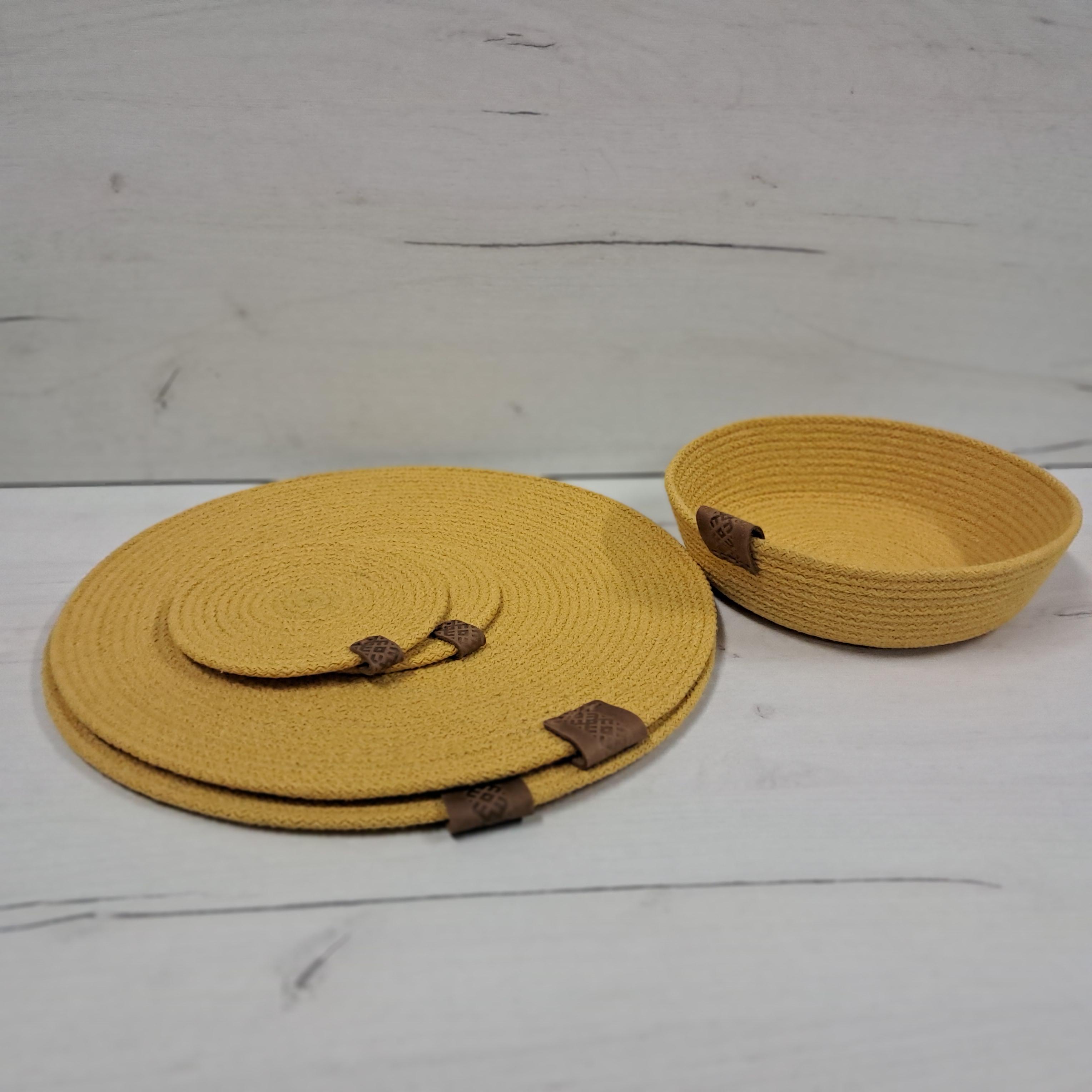 Плейсмат из джута и хлопкового шнура под горячее Желтый (22813759) - фото 3 Плейсмат из джута и хлопкового шнура под горячее Желтый (22813759) - фото 3