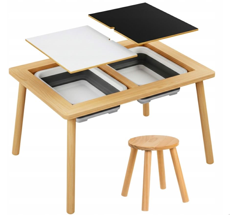 Стол деревянный развивающий сенсорная песочница для песка и воды XL Стол деревянный развивающий сенсорная песочница для песка и воды XL