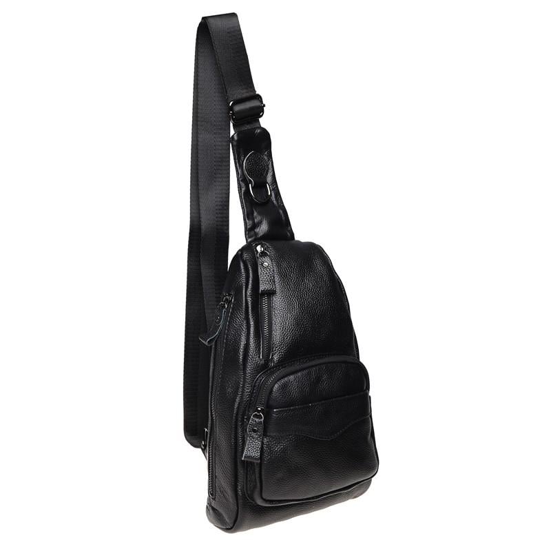 Рюкзак мужской кожаный через плечо Borsa Leather K1029 Black