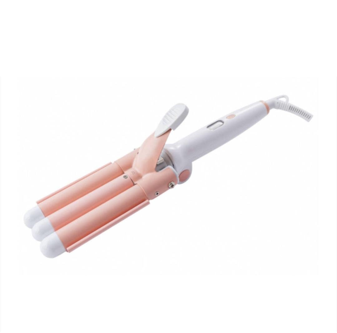 Плойка для волосся VGR Geemy з керамічним покриттям 3 хвилі Рожевий (GM-2830)