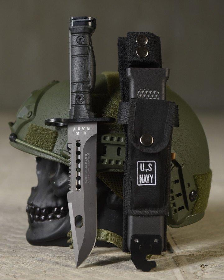 Туристичний ніж U.S. Navy з чохлом Чорний (4855)