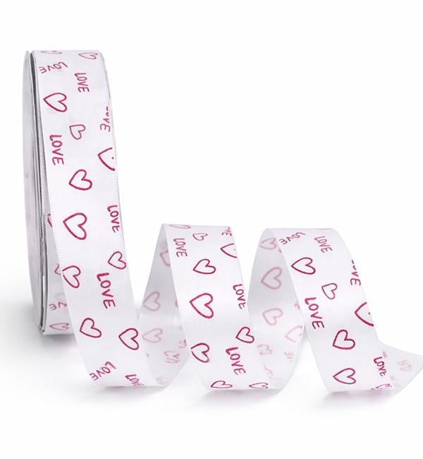 Лента атласная Love 2,5 см 32 м Белый (32178292)