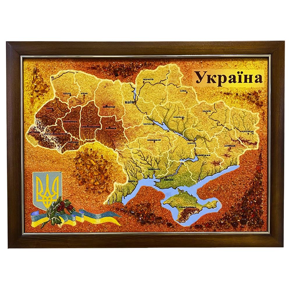 Картина Карта Украины из янтаря 30х40 см (5271-30х40)