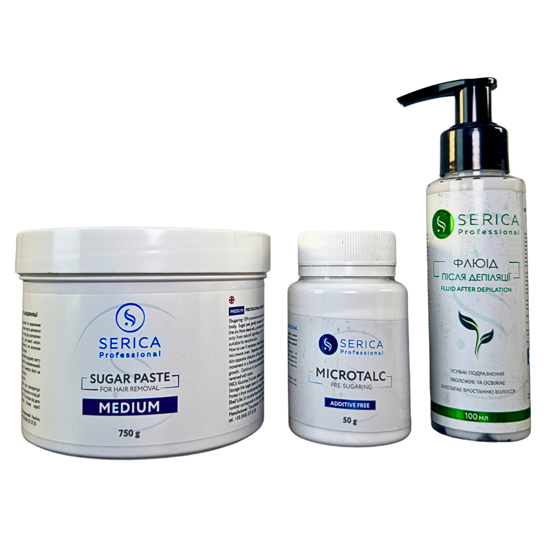 Набор для депиляции Serica Professional тальк/флюид/паста сахарная 750 г (SN-Pro6)