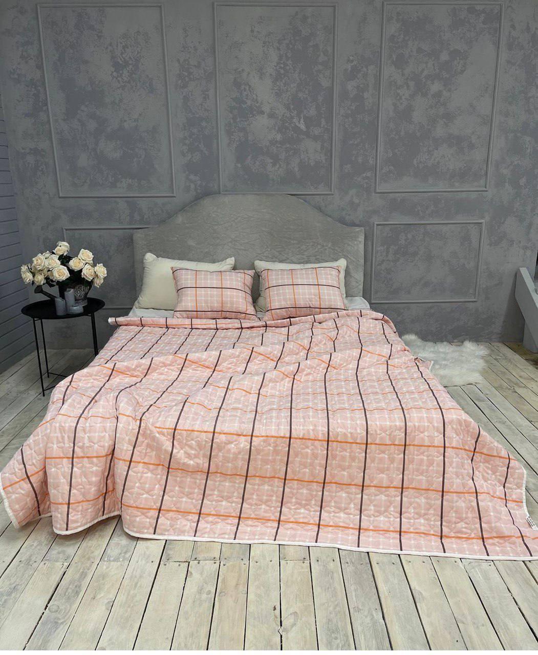 Покривало Євро 220х240 см із двома подушками 40х60 см Персиковий (Д-mur-cap25-013) - фото 3
