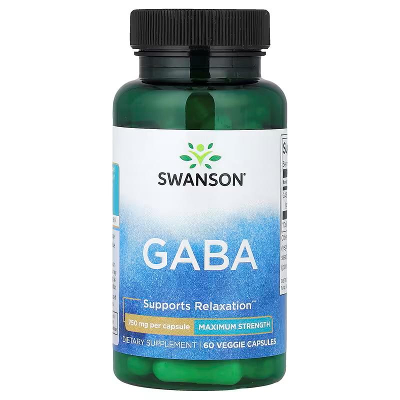 Гамма-аминоМасленка Swanson кислота GABA 60 кап. 750 мг