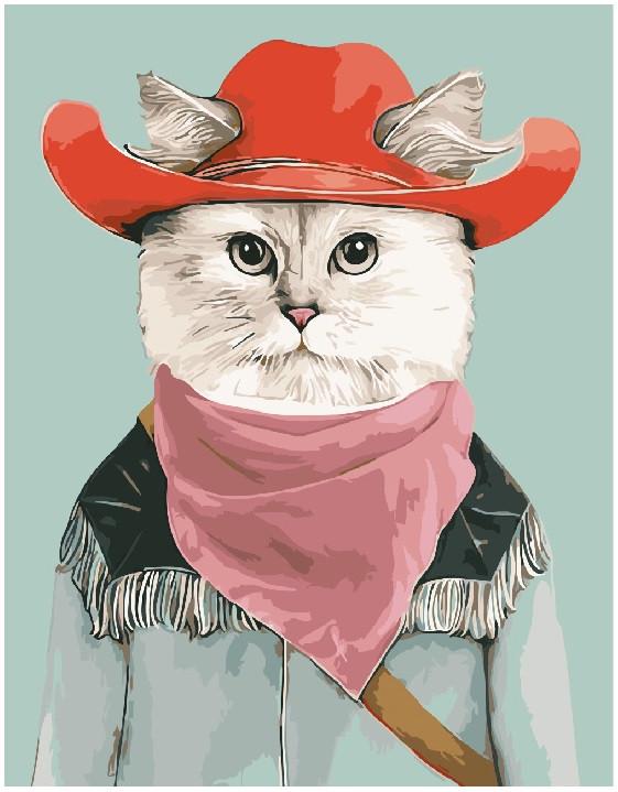 Картина по номерам Brushme Кот-ковбой (GX9429)