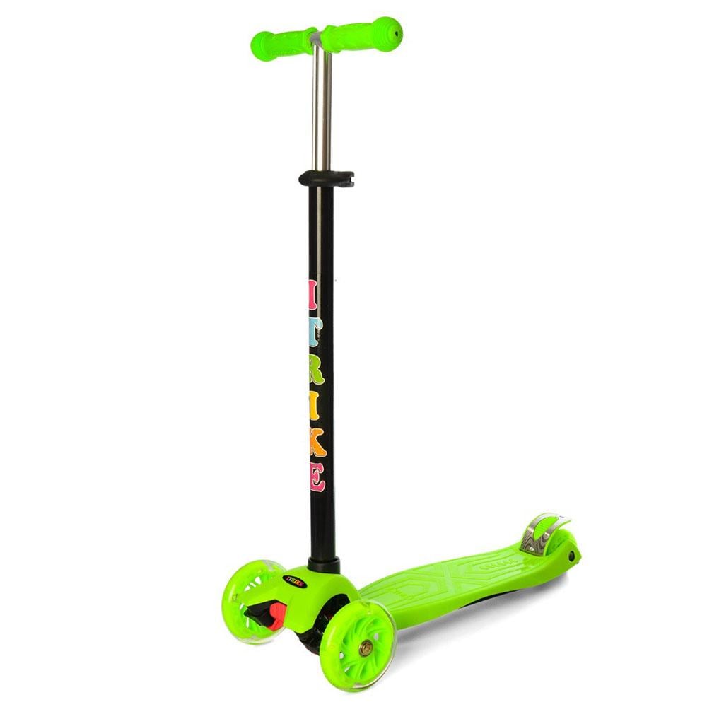 Самокат детский iTrike от 1 года трехколесный со светящимися колесами унисекс Зеленый (DS-171-S-64)