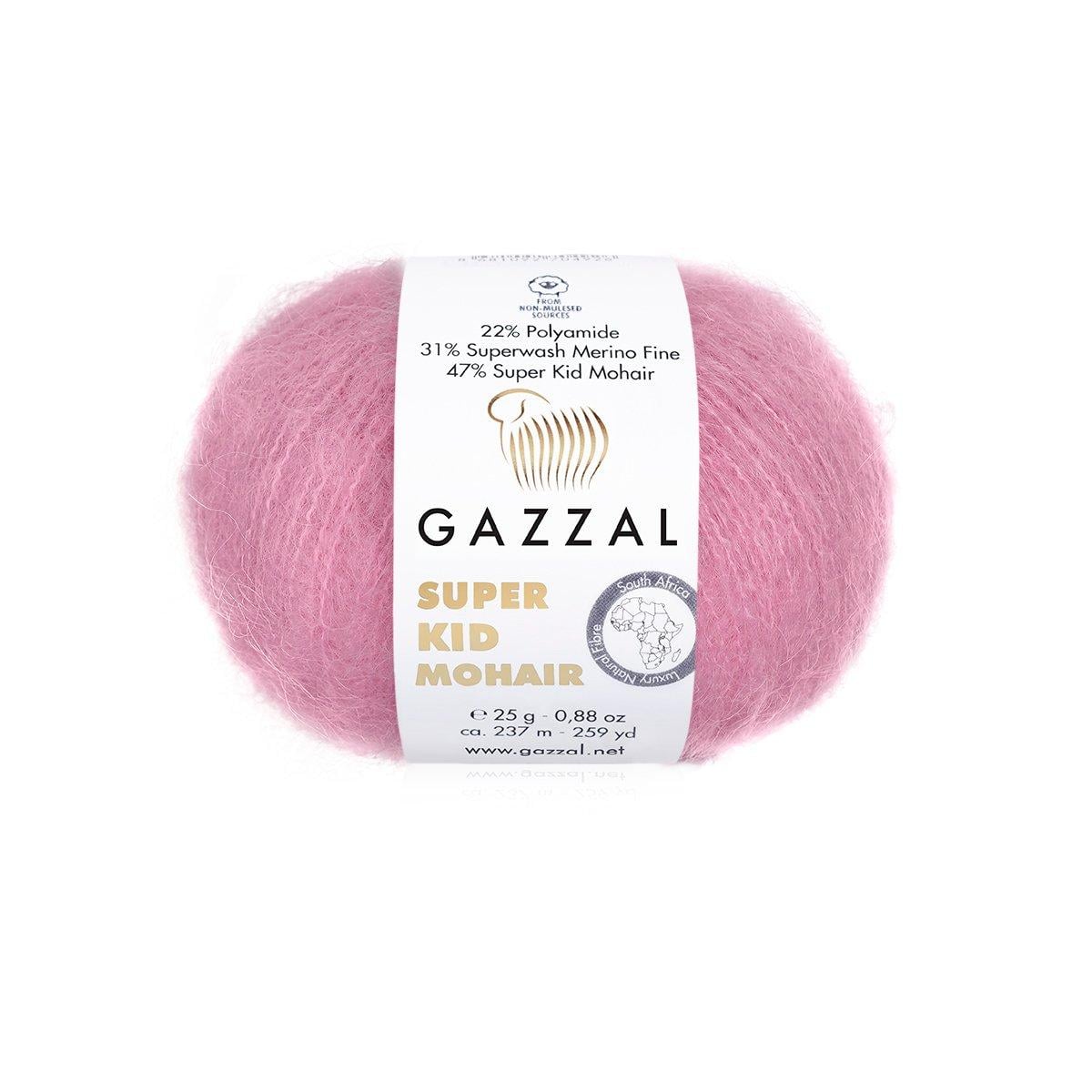 Пряжа Gazzal Super Kid Mohair 64412 розовый (3920)