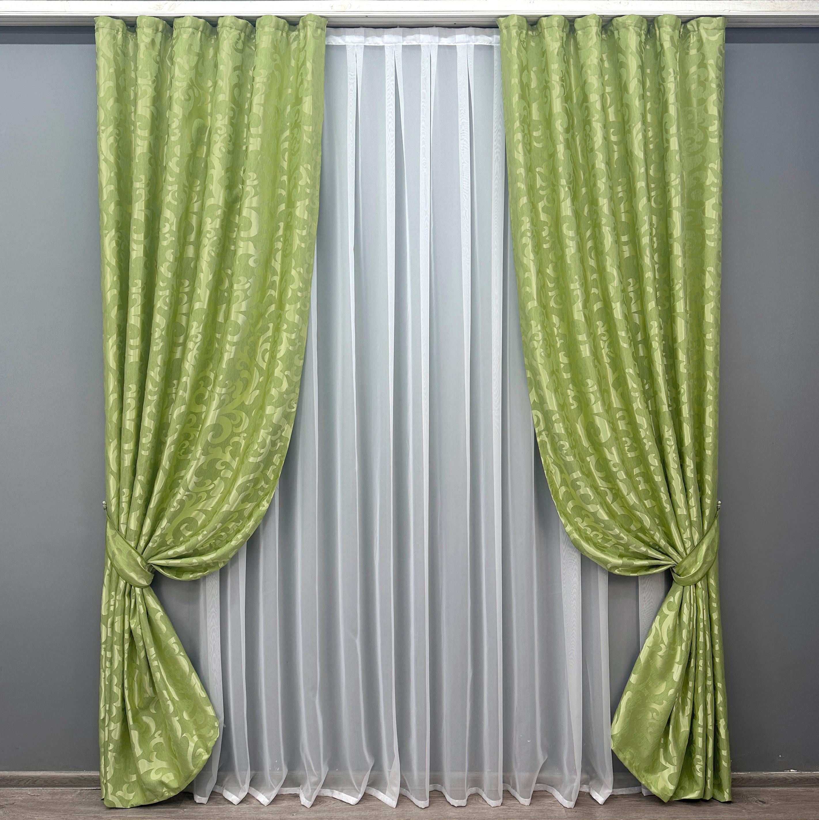 Комплект штор VR-Textil Вензель № 297ш жаккард 100х290 см 2 шт. Салатовый (31-001)