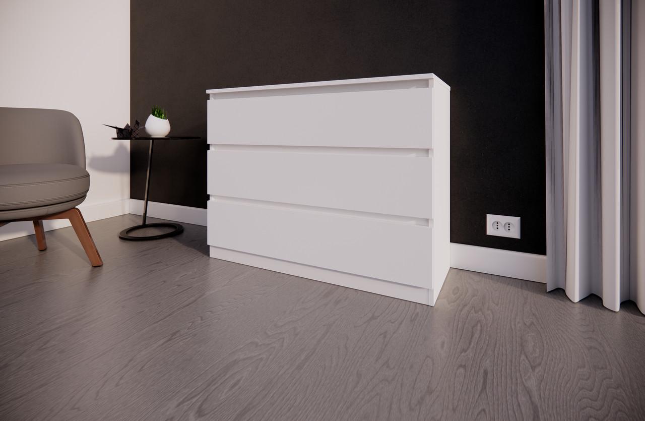 Комод MEBEX на 3 шухляди 100х40х77,4 см Білий (VM3B1000WH) - фото 4