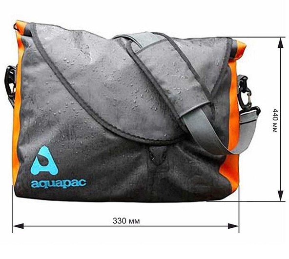 Сумка водонепроницаемая для документов и ноутбука AQUAPAC 026 Stormproof Messenger Bag Серо-оранжевый - фото 5