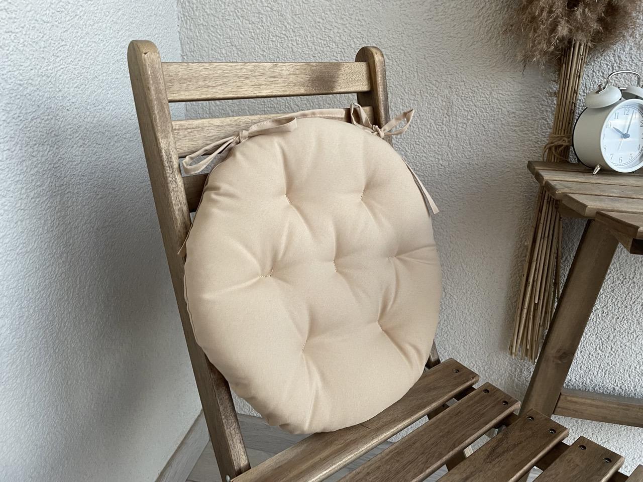 Подушка на стул с завязками круглая Color 40х40х5 см Бежевый - фото 2 Подушка на стул с завязками круглая Color 40х40х5 см Бежевый - фото 2