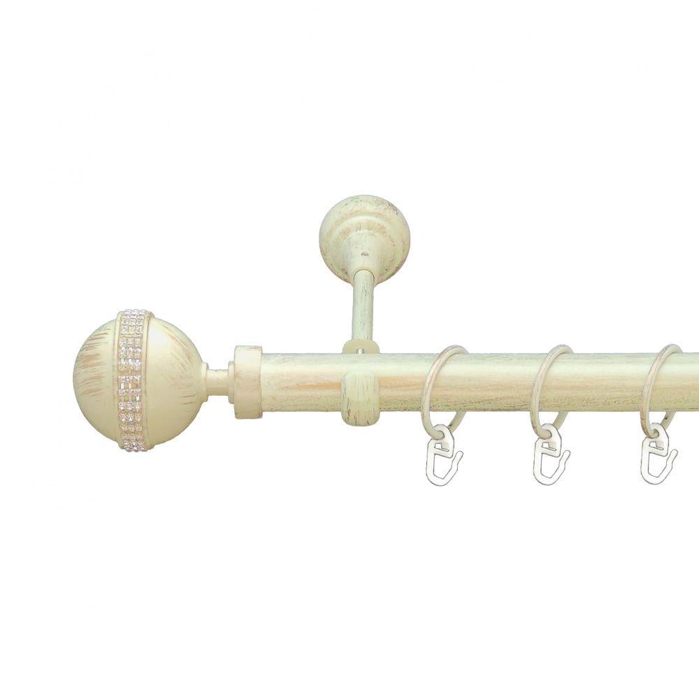 Карниз металлический Orvit Авея однорядный открытый/гладкая труба/кольцо металлическое Белое Золото 25 мм 160 см (6951061)