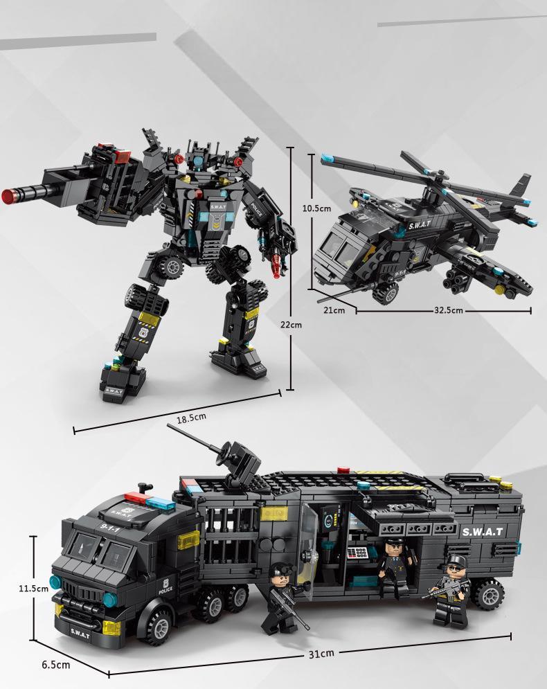 Конструктор полицейская серия LEGO-стиль 3в1 700 эл. (29503546) - фото 5 Конструктор полицейская серия LEGO-стиль 3в1 700 эл. (29503546) - фото 5