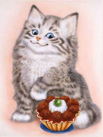 Алмазная мозаика Котенок сладкоежка 30х40 см (DM.018)