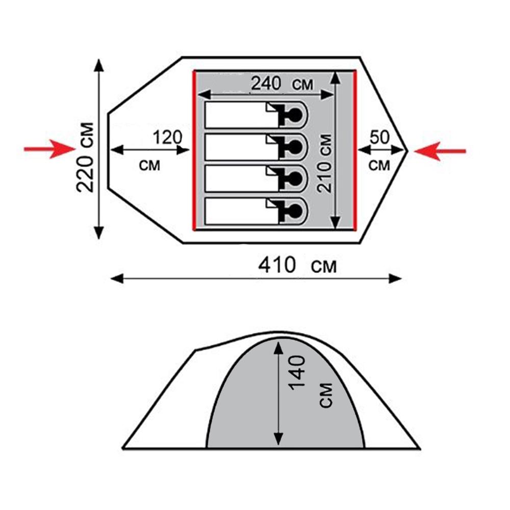 Палатка Tramp Mountain 4 V2 Серый - фото 3