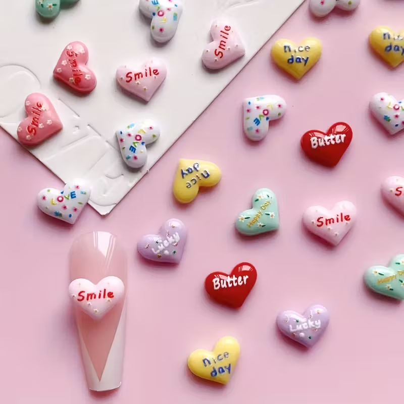 Шармы для ногтей Сердце mix 8х10 мм 24 шт. (011197)