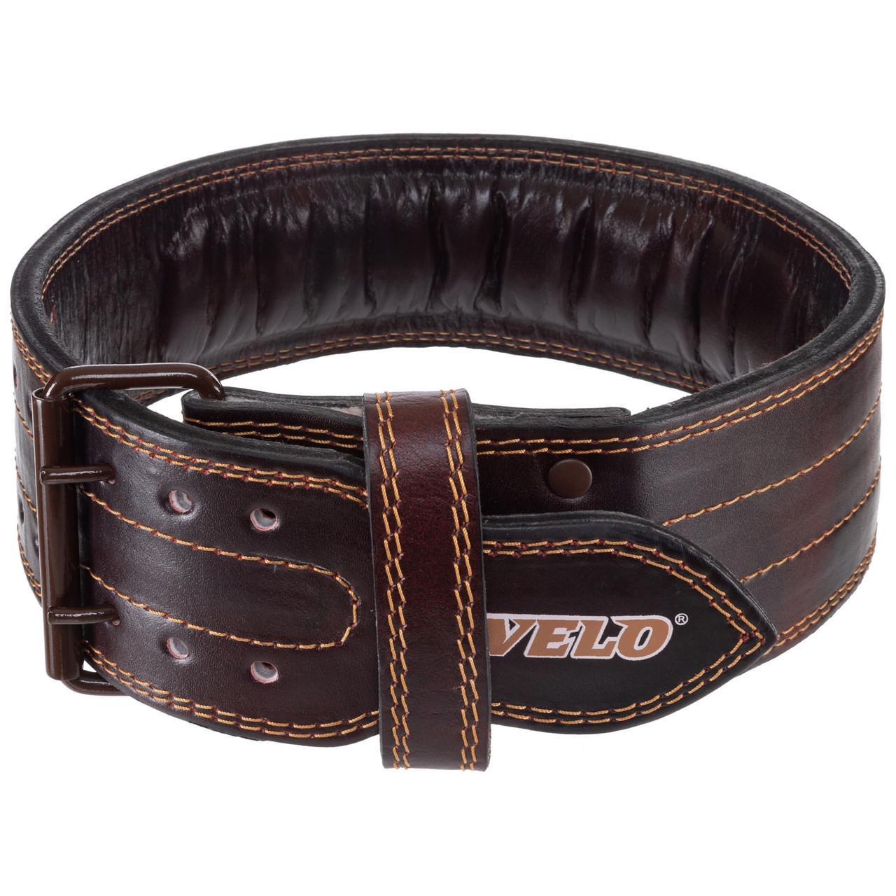 Пояс для пауэрлифтинга кожаный VELO VL-8185 S-XXL на пряжке 10 см Темно-коричневый (2532847790)