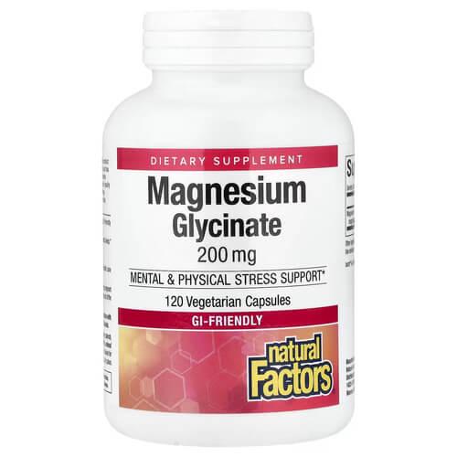 Магний Natural Factors Magnesium Glycinate 200 мг 120 растительных капс. (NFS-01641)