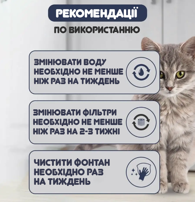 Поїлка автоматична Фонтан із фільтром для собак і котів 2,5 л USB (Е500025) - фото 6