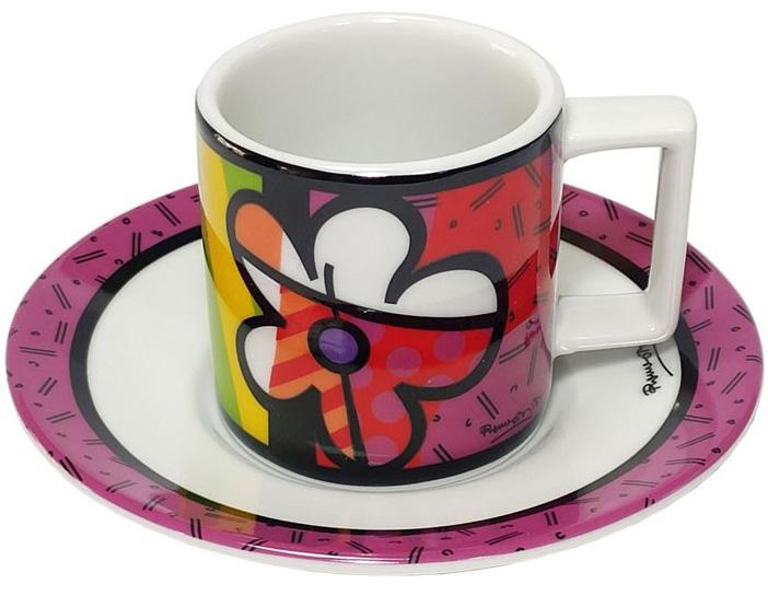 Кофейная пара Bergner Britto чашка и блюдце керамика 90 мл Малиновый (PBR01-PFI)