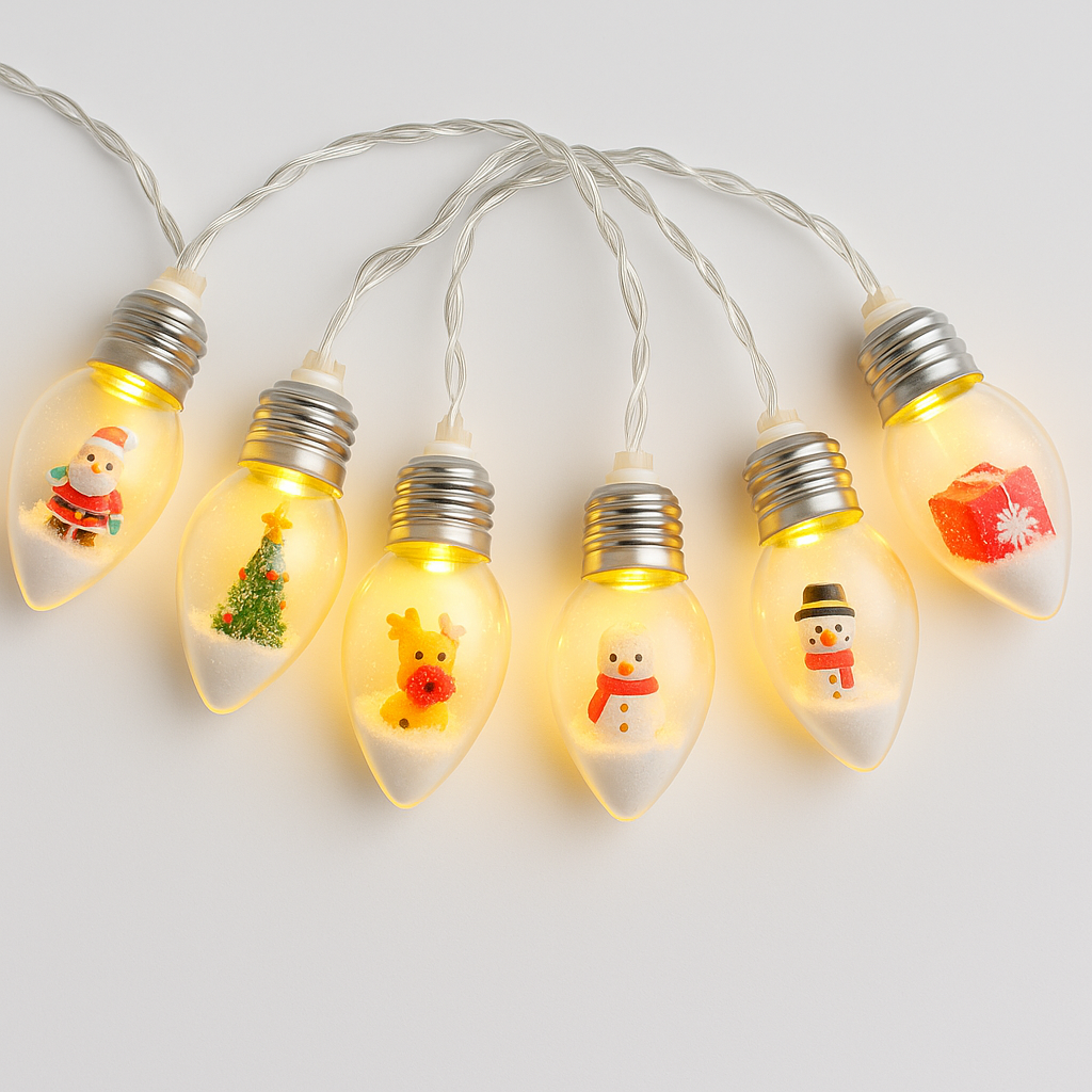 Гірлянда різдвяна зі снігом 10 ламп 1.5 м Теплий білий (30365053)