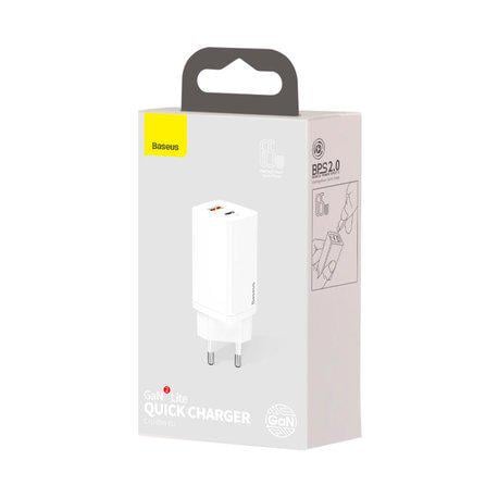 Зарядное устройство сетевое BASEUS GaN2 Lite Quick Charger 65W 1Type-C + 1USB White (CCGAN2L-B02) - фото 5 Зарядное устройство сетевое BASEUS GaN2 Lite Quick Charger 65W 1Type-C + 1USB White (CCGAN2L-B02) - фото 5