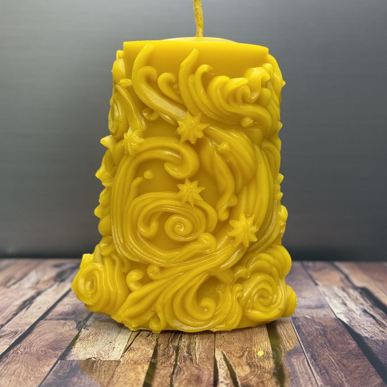 Свічка воскова Зоряна Ніч з бджолиного воску 100х85 мм (2796094626)