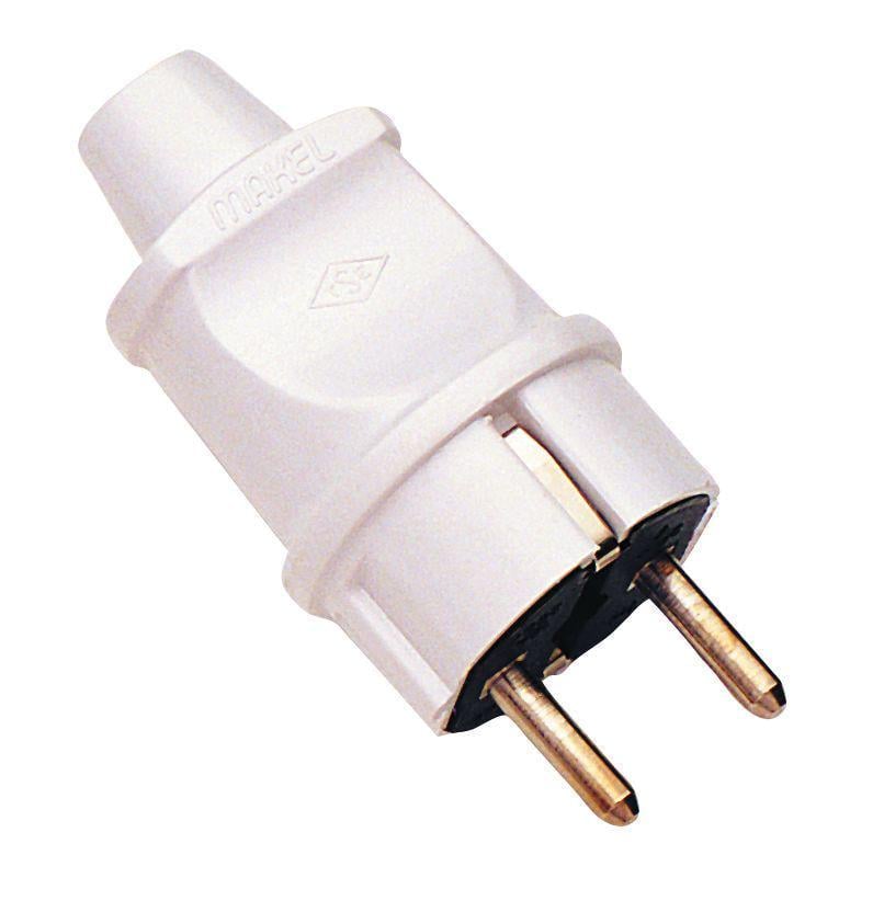 Вилка штепсельная Makel с ж/к Белый (10002)